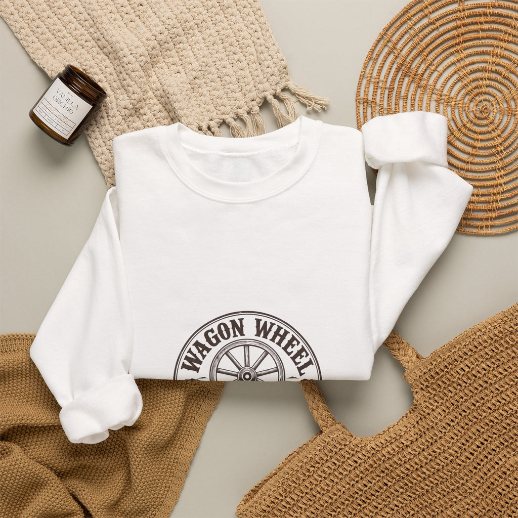 Ranch Logo Crewneck Sweatshirt — "Wagon Wheel Ranch" Vintage Western Pullover