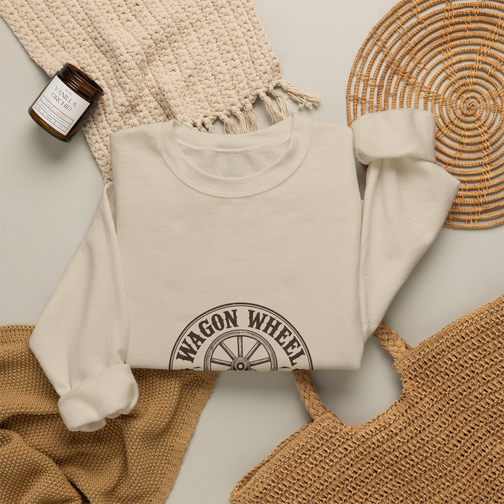 Ranch Logo Crewneck Sweatshirt — "Wagon Wheel Ranch" Vintage Western Pullover