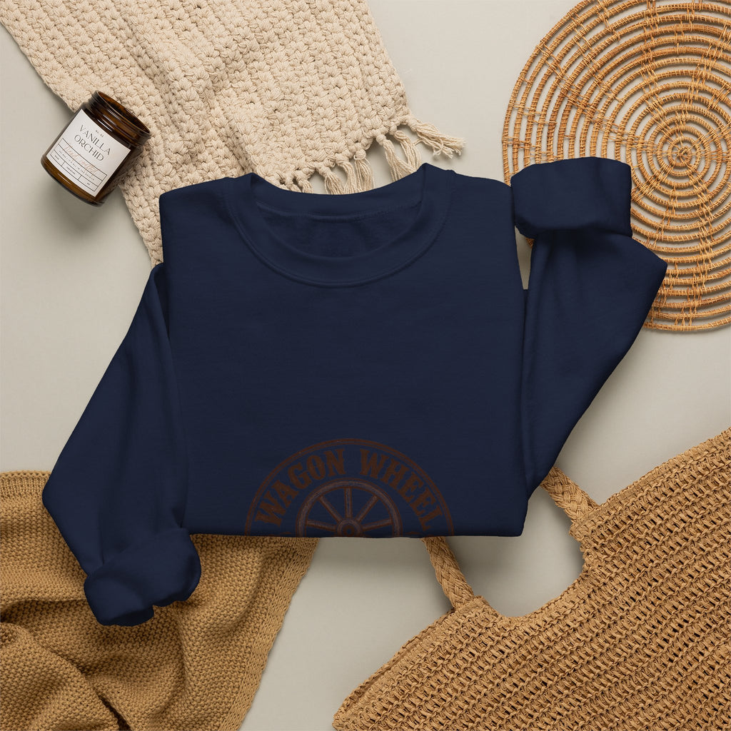 Ranch Logo Crewneck Sweatshirt — "Wagon Wheel Ranch" Vintage Western Pullover
