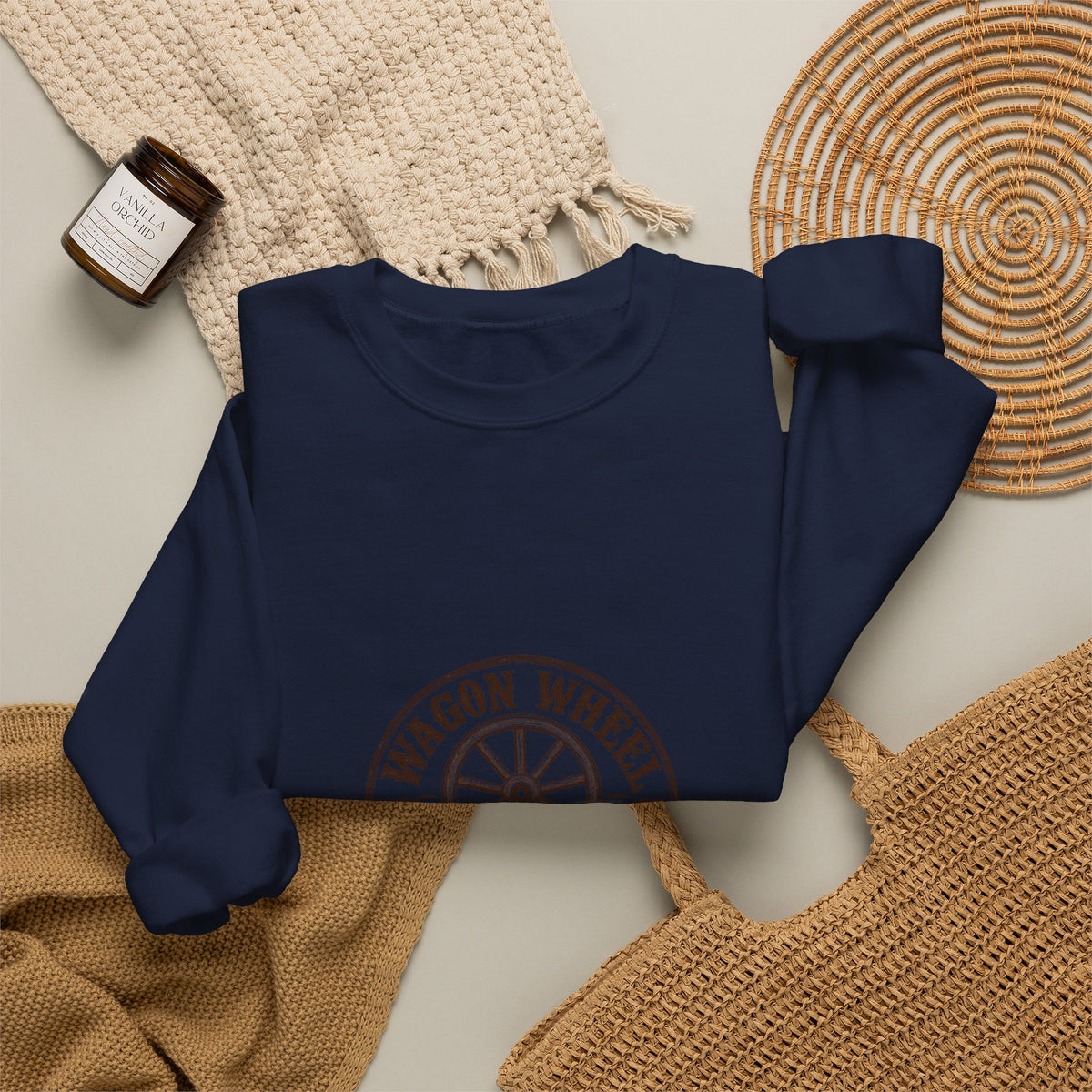 Ranch Logo Crewneck Sweatshirt — "Wagon Wheel Ranch" Vintage Western Pullover