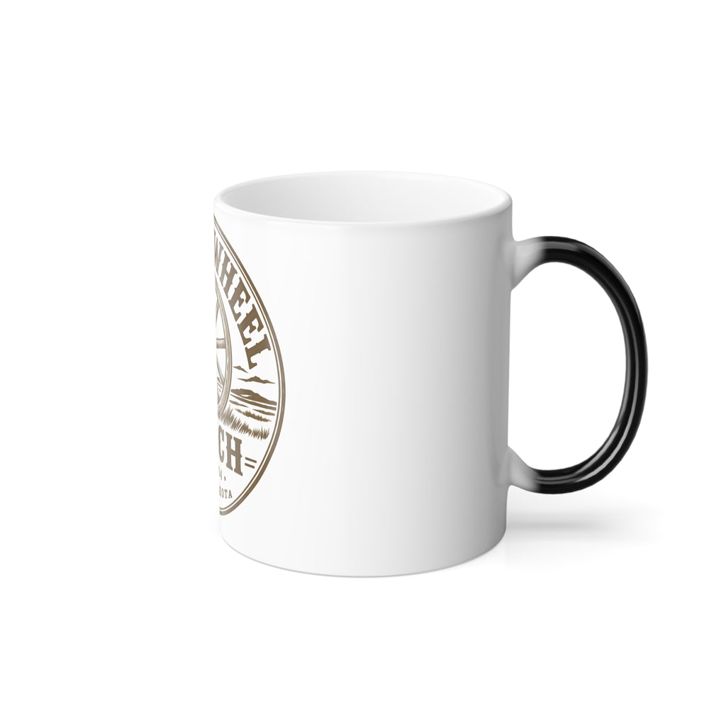 Wagon Wheel Ranch Color-Changing Mug — 11oz Heat Reveal, Rustic Western Coffee Cup