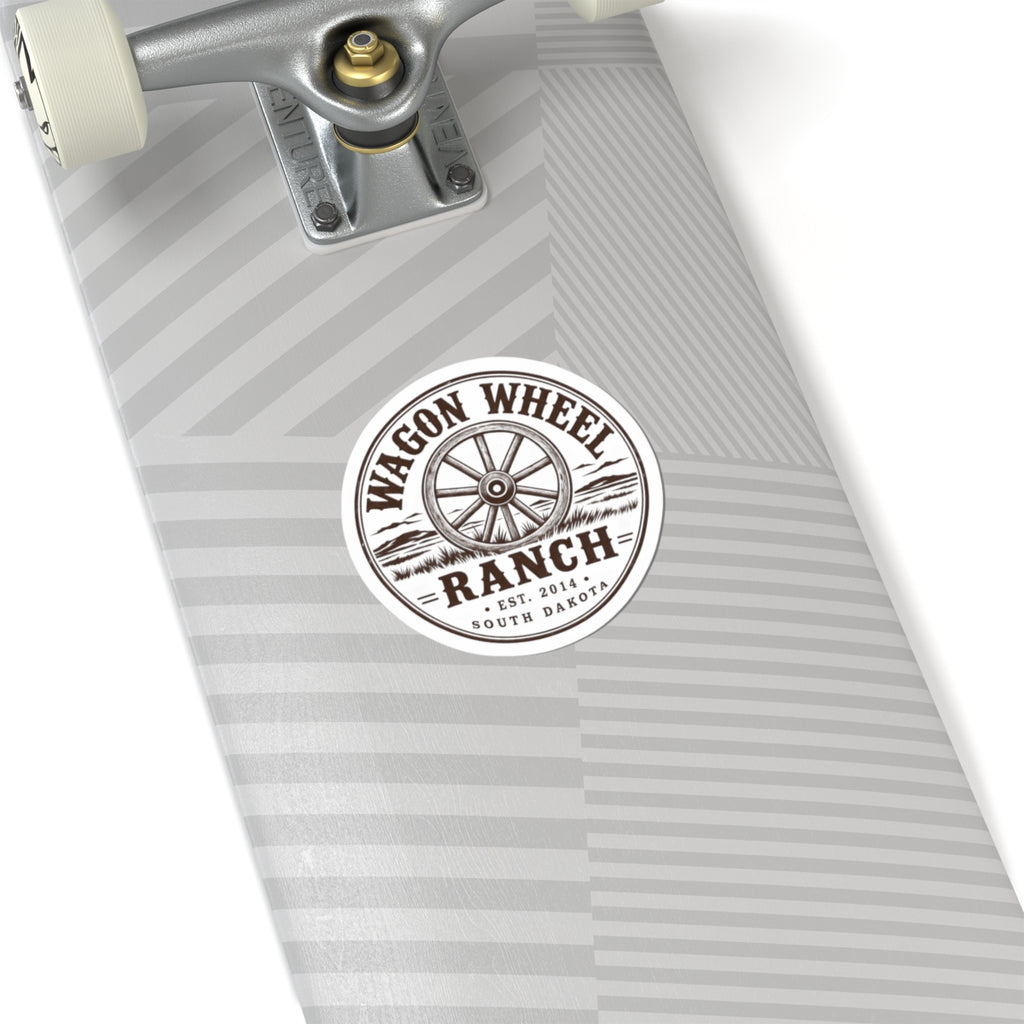 Wagon Wheel Ranch Kiss-Cut Sticker — Vintage Western Logo Sticker (Est. 2014, South Dakota)
