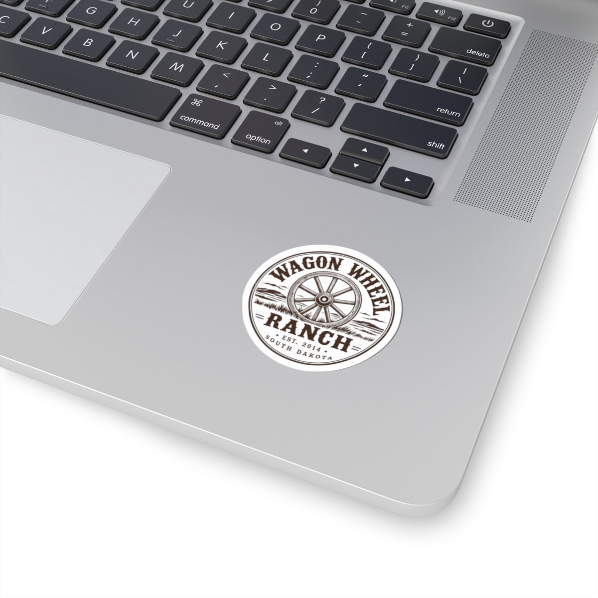 Wagon Wheel Ranch Kiss-Cut Sticker — Vintage Western Logo Sticker (Est. 2014, South Dakota)