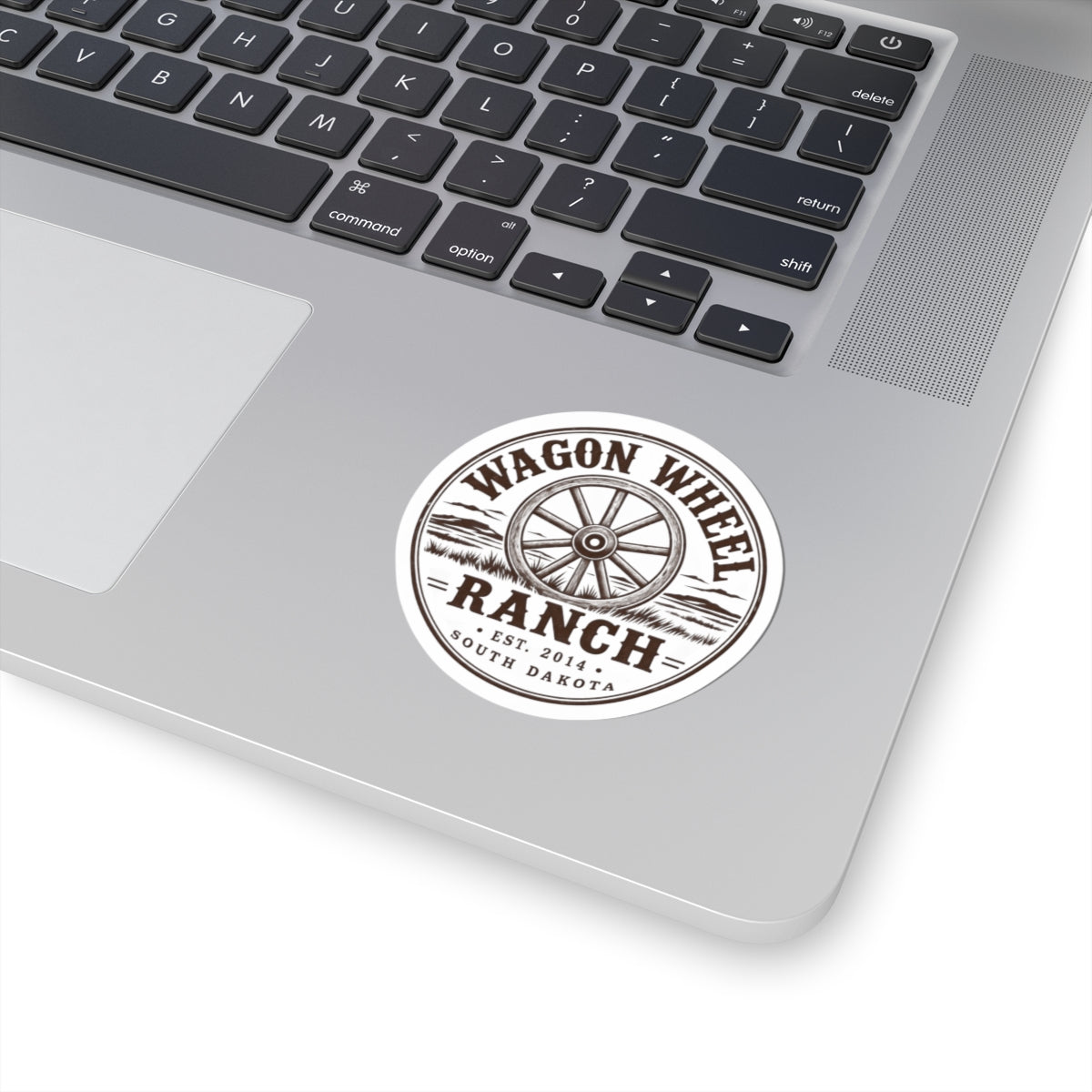 Wagon Wheel Ranch Kiss-Cut Sticker — Vintage Western Logo Sticker (Est. 2014, South Dakota)
