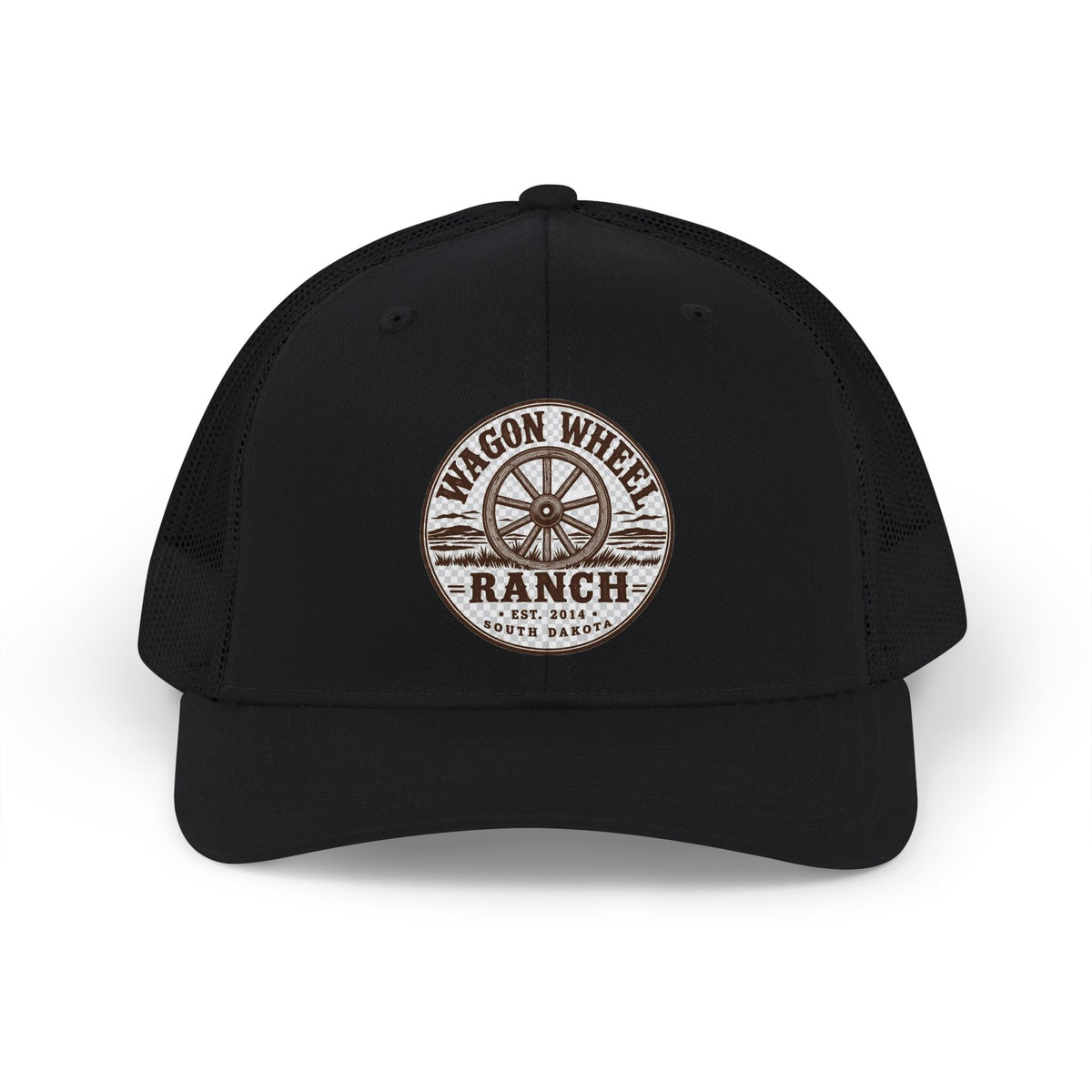 Wagon Wheel Ranch Trucker Cap — Vintage Western Logo Snapback