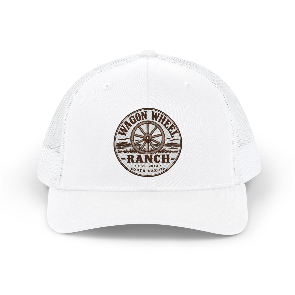 Wagon Wheel Ranch Trucker Cap — Vintage Western Logo Snapback