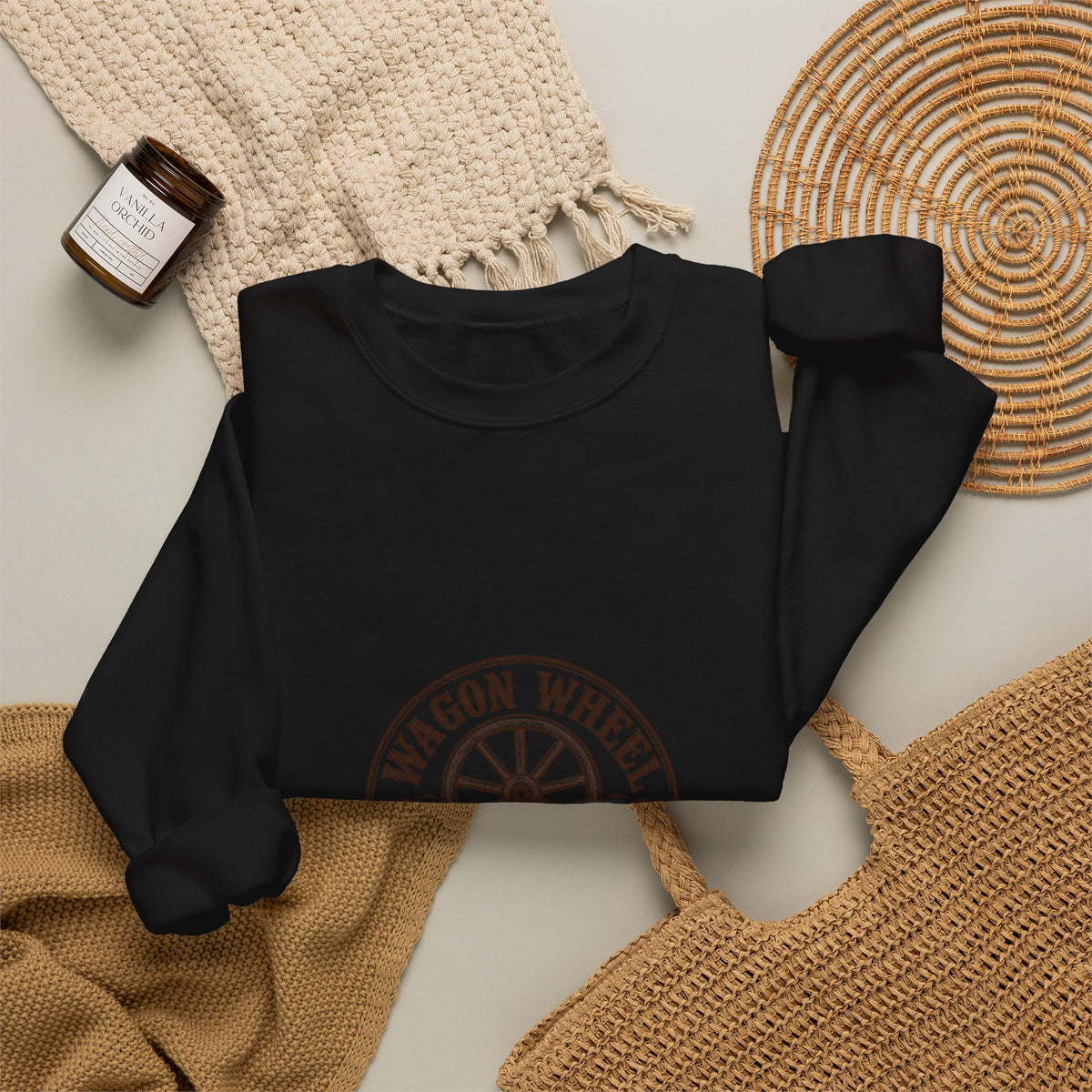 Ranch Logo Crewneck Sweatshirt — "Wagon Wheel Ranch" Vintage Western Pullover