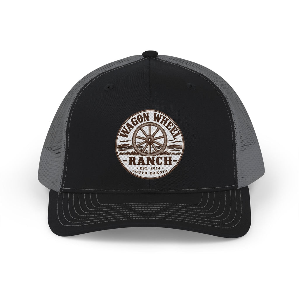 Wagon Wheel Ranch Trucker Cap — Vintage Western Logo Snapback