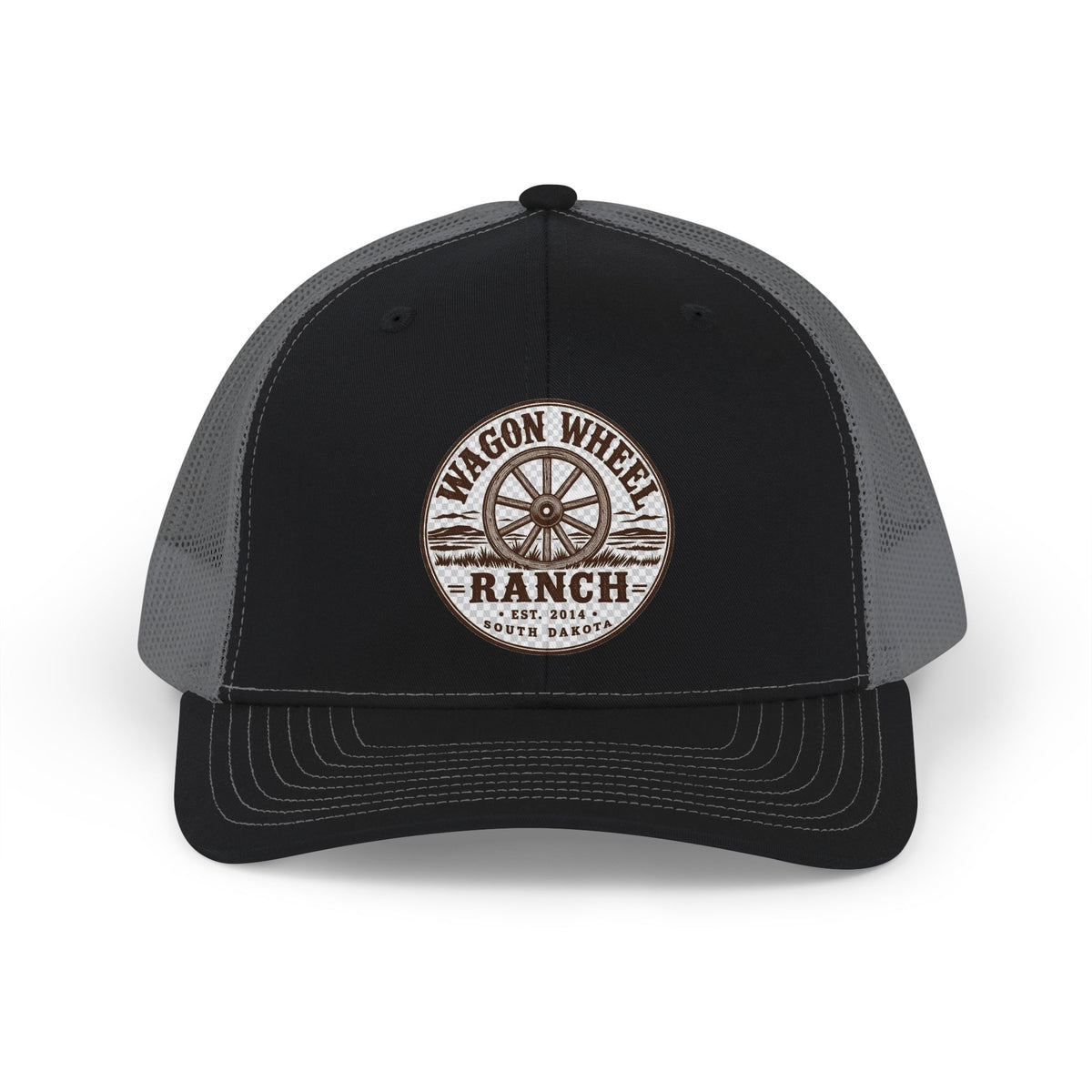 Wagon Wheel Ranch Trucker Cap — Vintage Western Logo Snapback