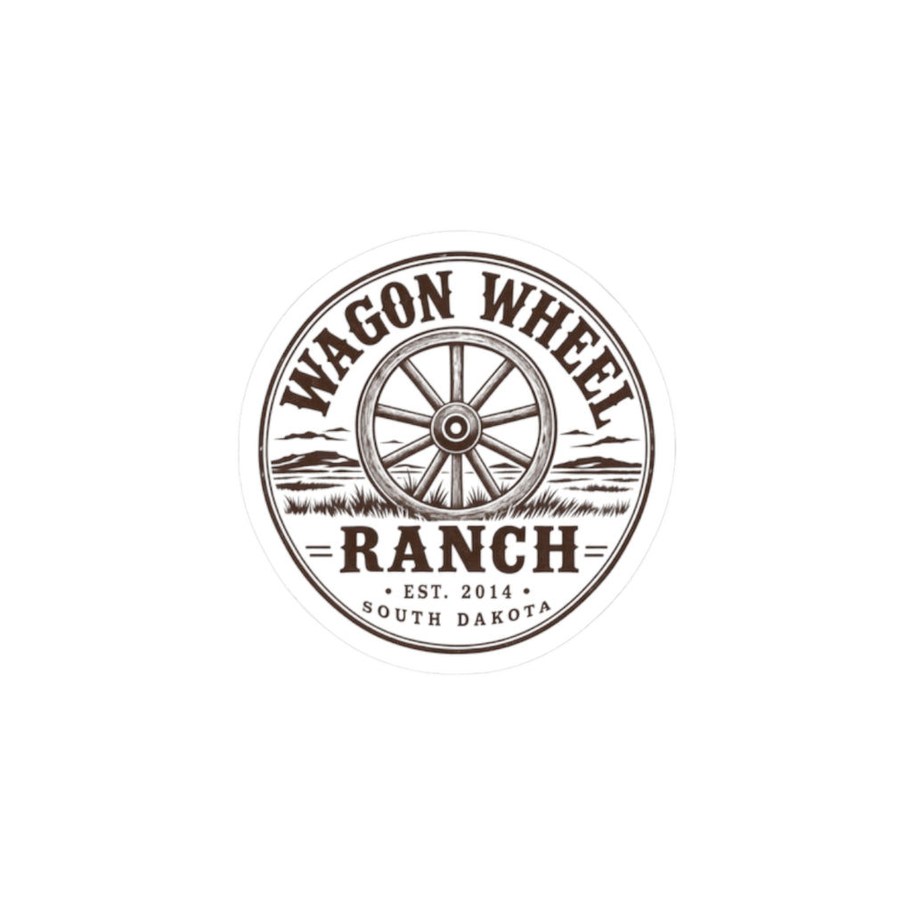 Wagon Wheel Ranch Kiss-Cut Sticker — Vintage Western Logo Sticker (Est. 2014, South Dakota)