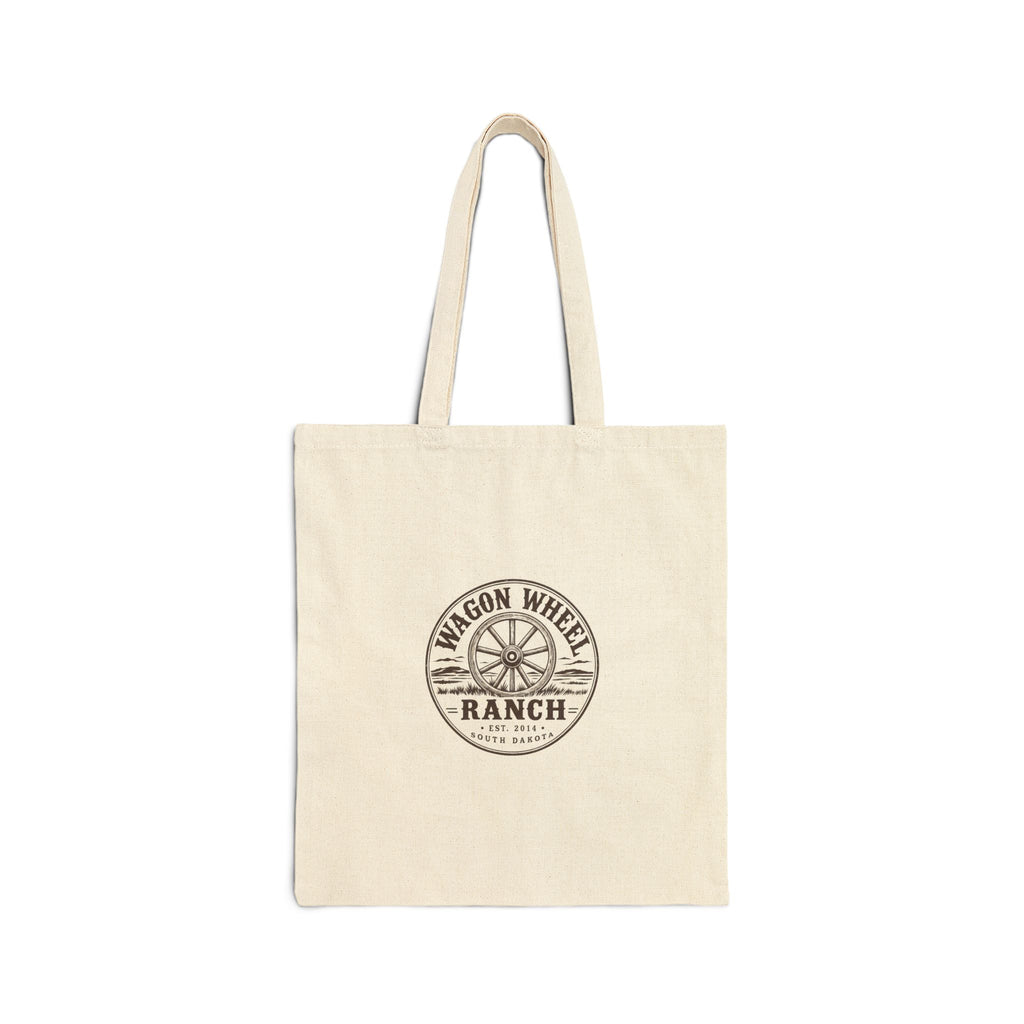 Wagon Wheel Ranch Cotton Tote Bag – Rustic Western Logo Canvas Market Tote
