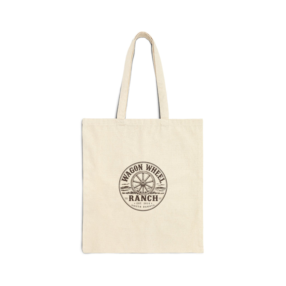 Wagon Wheel Ranch Cotton Tote Bag – Rustic Western Logo Canvas Market Tote